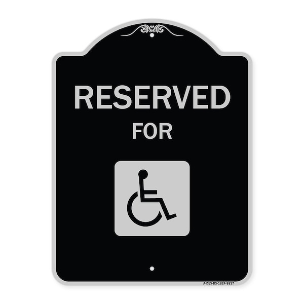 Designer Series-Graphic Handicapped Reserved Black & Silver, 24" x 18", BS-1824-9837